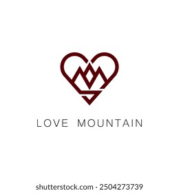 logo design love and mountain icon vector minimalist
