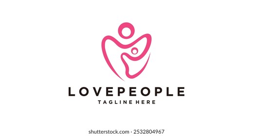 Logo Design Love People, Familia, Bienestar, Cuidado, Salud, Vector de diseño de logotipo, Símbolo, Icono, Idea, Creativo.