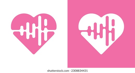 logo design love and sound wave icon vector illustration