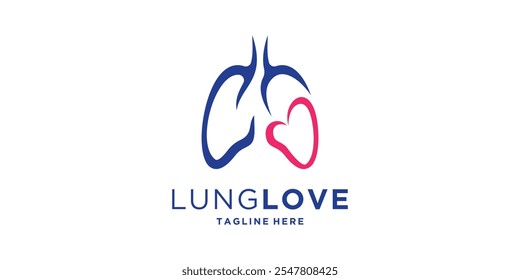 logo design lung and love, care, health, medical, logo design symbol, vector, icon, idea, creative.