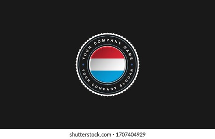 logo design with Luxembourg concept in circle. Red,White and Blue Vintage and premium