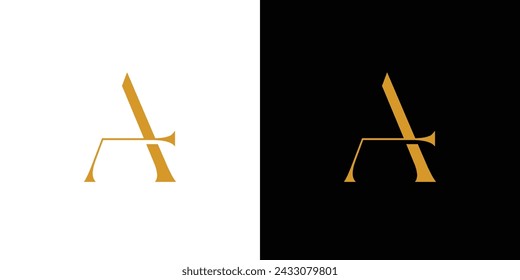 The A  logo design is luxurious and modern 