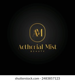 AM logo design with luxury color