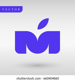 Logo design M letter and apple. Geometry professional logotype.identity lines. business logotype.
