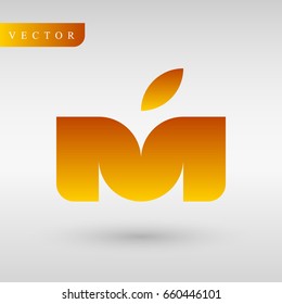 Logo design M letter and apple. Geometry professional logotype.identity lines. business logotype.