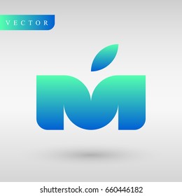 Logo design M letter and apple. Geometry professional logotype.identity lines. business logotype.