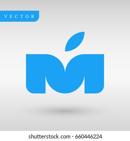 Logo design M letter and apple. Geometry professional logotype.identity lines. business logotype.