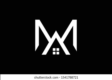 Logo design of M AM MA in vector for construction, home, real estate, building, property. Minimal awesome trendy professional logo design template on black background.