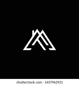 Logo design of M MF FM in vector for construction, home, real estate, building, property. Minimal awesome trendy professional logo design template on black background.