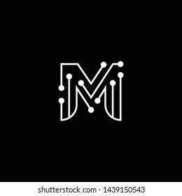 Logo design of M MM in vector for technology, electronics, digital, connection. Minimal awesome trendy professional logo design template on black background.
