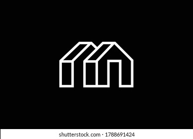Diseño de logotipo de M MM en vector para construcción, casa, inmueble, edificio, propiedad. Monograma creativo y elegante. Icono del logotipo de Premium Business Home. Color blanco sobre fondo negro