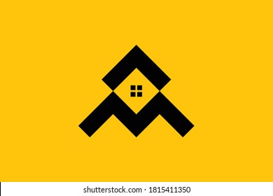 Logo design of M MM in vector for construction, home, real estate, building, property. Minimal awesome trendy professional logo design template on black background.
