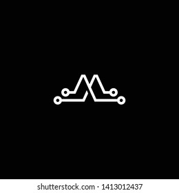 Logo design of M MX XM in vector for technology, electronics, digital, connection. Minimal awesome trendy professional logo design template on black background.