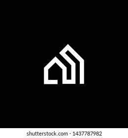 Logo design of M in vector for construction, home, real estate, building, property. Minimal awesome trendy professional logo design template on black background.