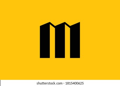 Logo design of M in vector for construction, home, real estate, building, property. Minimal awesome trendy professional logo design template on black background.