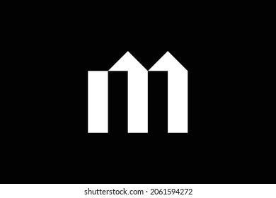 Logo design of M in vector for construction, home, real estate, building, property. creative elegant Monogram. Premium Business home logo icon. White color on black background