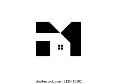 Logo design of M in vector for construction, home, real estate, building, property. Minimal awesome trendy professional logo design template on white background.