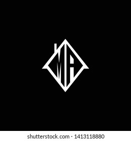 Logo design of AM MA in vector for construction, home, real estate, building, property. Minimal awesome trendy professional logo design template on black background.