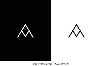 Logo design of MA AM in vector for construction, home, real estate, building, property. creative elegant Monogram. Premium Business home logo icon.