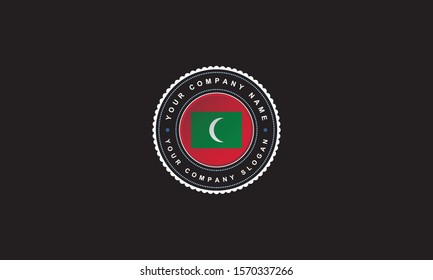 logo design with Maldives concept in circle. Red and Green Badge Vintage and premium