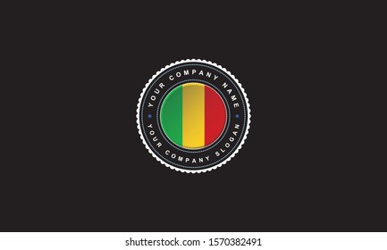 logo design with Mali concept in circle. Green,Yellow and red Badge Vintage and premium