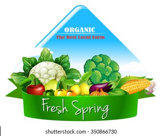 Logo design with many vegetables illustration