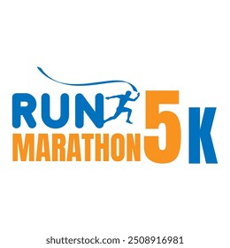 Diseño de logotipo para maratón divertido correr evento en Vector. ilustración Vector