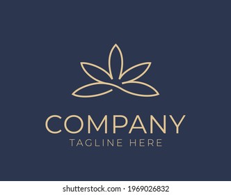 Logo Design of Marijuana, Cannabis. Vector Illustration of Beautiful Minimalist Modern of Cannabis. Vintage Modern Vector Line Art Design Template