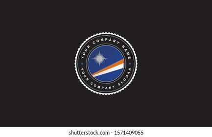 logo design with Marshall Islands concept in circle. Blue Badge Vintage and premium