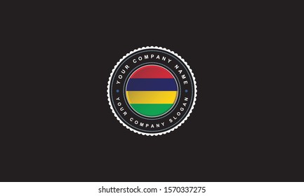 logo design with Mauritius concept in circle. Red,Blue,Yellow and Green Badge Vintage and premium
