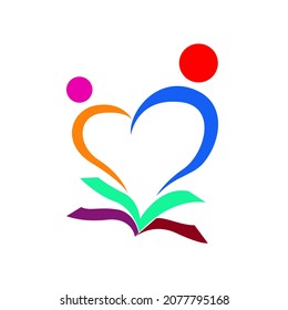 
logo design with the meaning of teacher embracing students who are studying