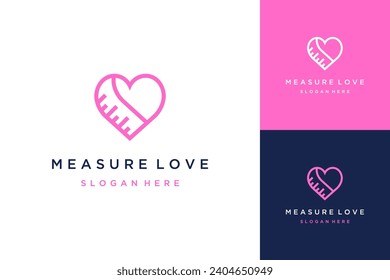 logo design measuring love or heart with a ruler