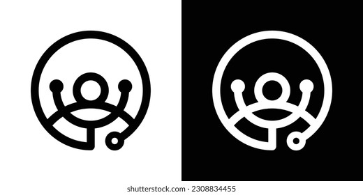 logo design medical health care, people and stethoscope icon vector illustration