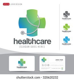 Logo Design Medical Healthcare Or Hospital And Business Card Template Clean And Modern Pattern,vector Illustrator