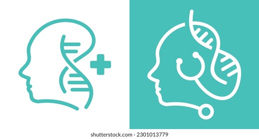 logo design mental and DNA icon vector illustration