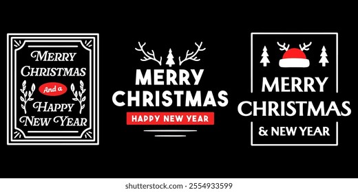 Logo design Merry Christmas set, illustration.