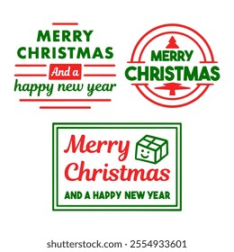 Logo design Merry Christmas set, illustration.