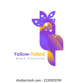 Logo design with metric concept in bird theme yellow tailed black cockatoo