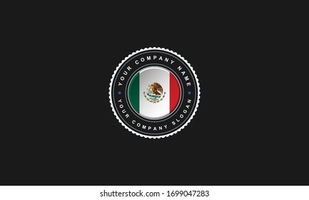 logo design with Mexico concept in circle. Green,White and Red Vintage and premium