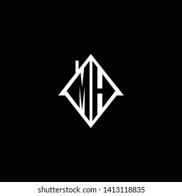 Logo design of MH HM MK KM HX XHin vector for construction, home, real estate, building, property. Minimal awesome trendy professional logo design template on black background.