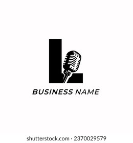 logo design microphone and letter L