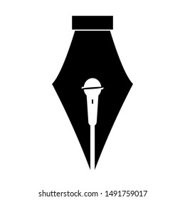 logo design microphone pen simple