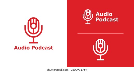 logo design microphone podcast, logo technology talk, digital, icon, symbol, idea, creative.