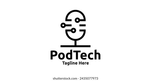 tecnología de micrófono de diseño de logotipo, símbolos de plantilla de diseño de logotipo, ideas creativas.