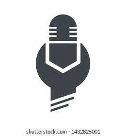 logo design microphone wrench simple