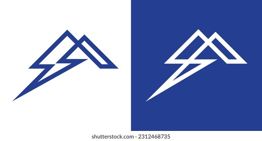 logo design minimalist flash and mountain icon vector illustration