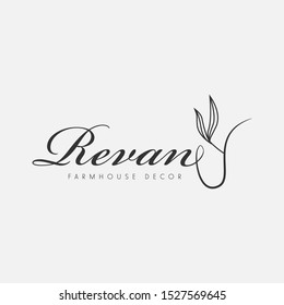 Logo design minimalist flower monogram on white background