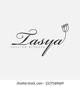 Logo design minimalist flower monogram on white background