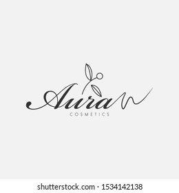 Logo design minimalist flower monogram on white background