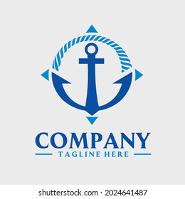 logo design a mix of rope anchors and a compass in classic style